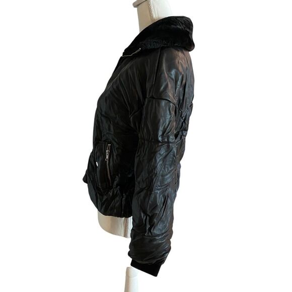 Sipos Black Faux Leather Bomber Jacket Size XS - Picture 3 of 7